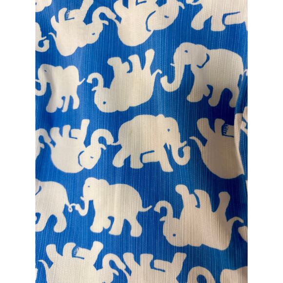 Lilly Pulitzer Tusk in the Sun Shift Dress Elephants Blue White Green Piping - Picture 6 of 16